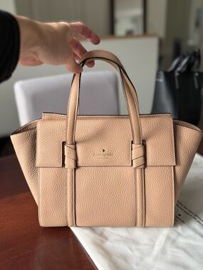Kate Spade New York Pebbled Leather Satchel in Camel Brown